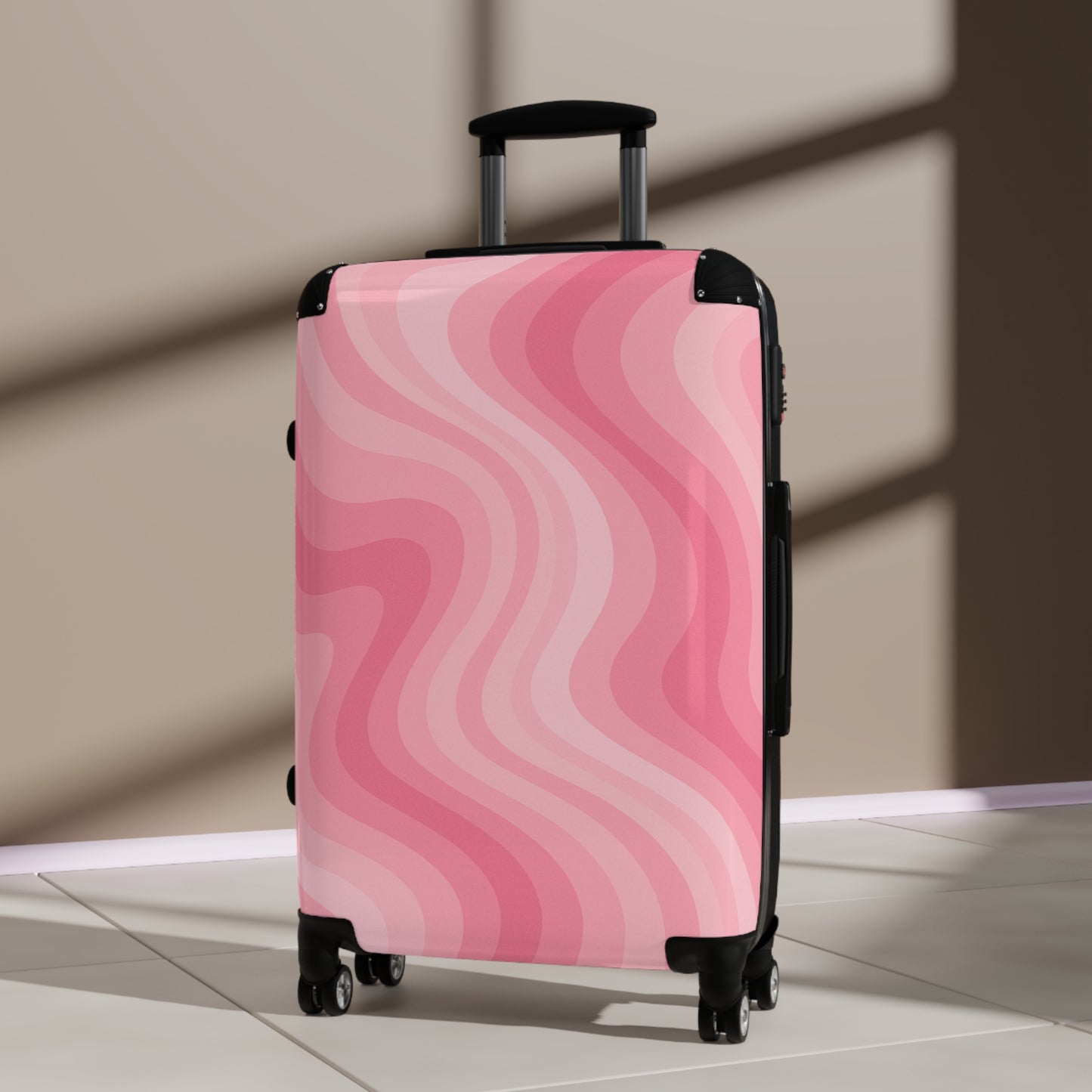Fun Stylish Carry-On Suitcase - Vibrant Pink Waves Design, Travel Essentials for Adventurers, Gifts for Travelers, Vacation Must-Have, Travel With Style