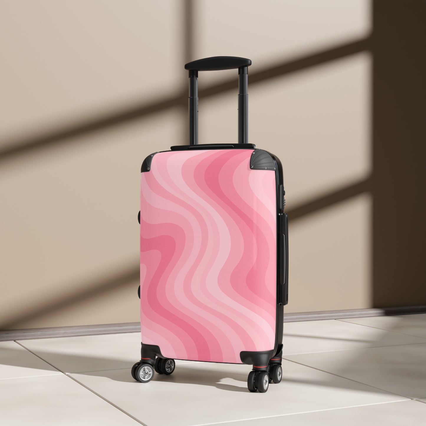 Fun Stylish Carry-On Suitcase - Vibrant Pink Waves Design, Travel Essentials for Adventurers, Gifts for Travelers, Vacation Must-Have, Travel With Style