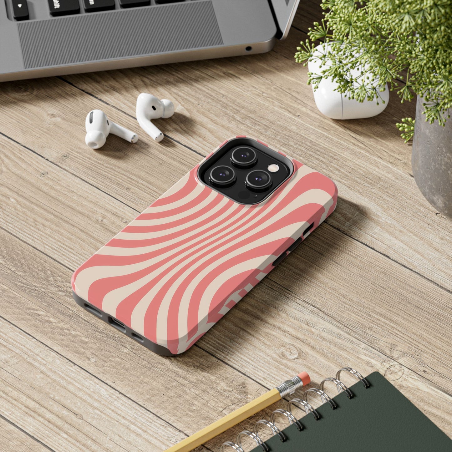 Stylish Waves Phone Case - Trendy Mobile Accessory, Durable Protection, Gift for Teens, Modern Design, Pink Aesthetic