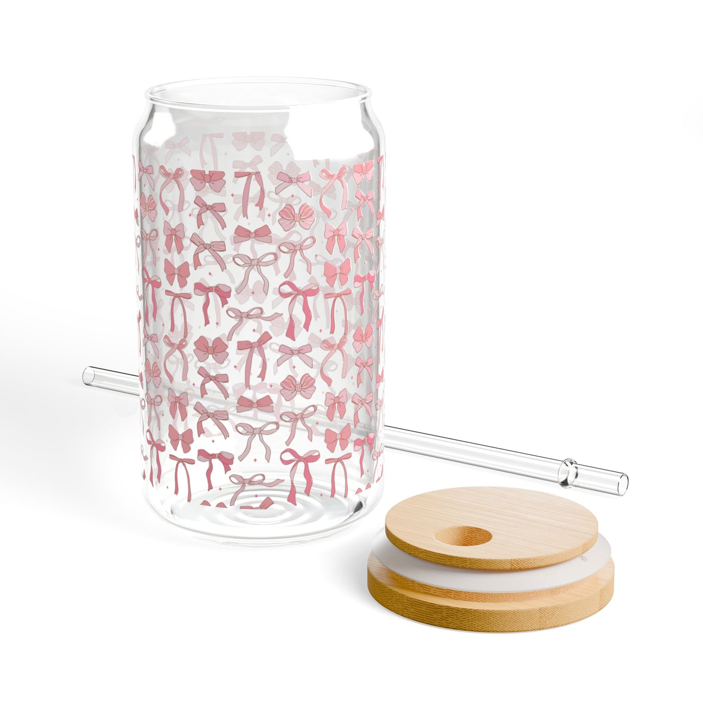 Cute Stylish 16oz Sipper Glass with Bamboo Lid - Perfect for Eco-Friendly Hydration
