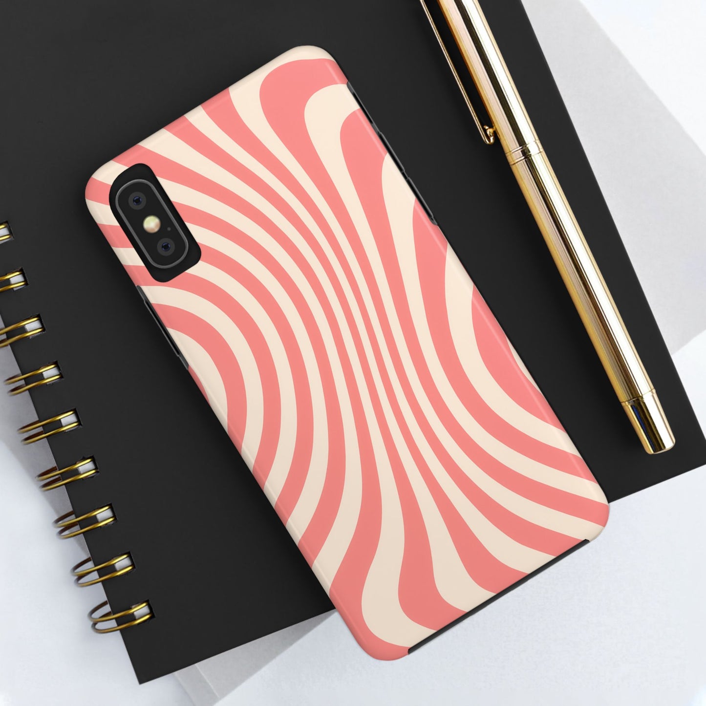 Stylish Waves Phone Case - Trendy Mobile Accessory, Durable Protection, Gift for Teens, Modern Design, Pink Aesthetic