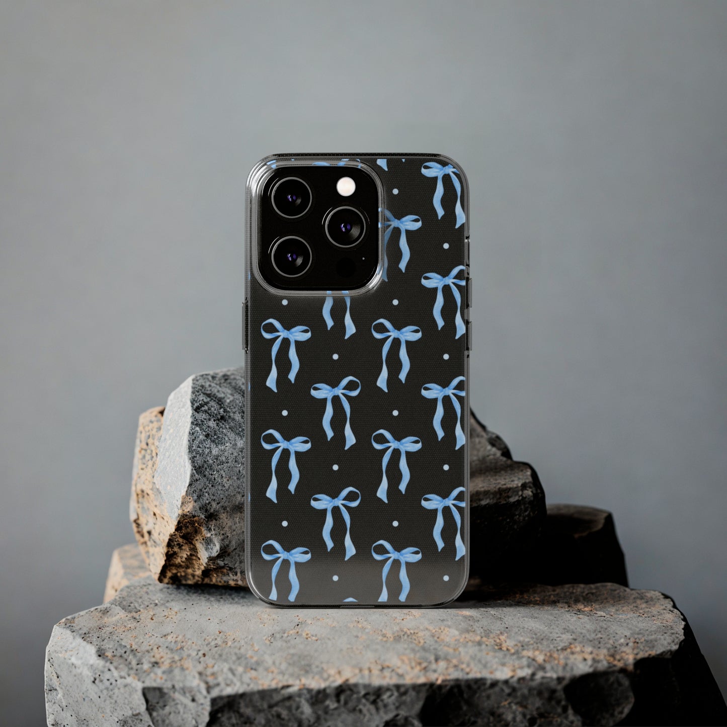 Stylish Bow Pattern Clear Silicone Phone Case - Trendy Gift for Any Occasion