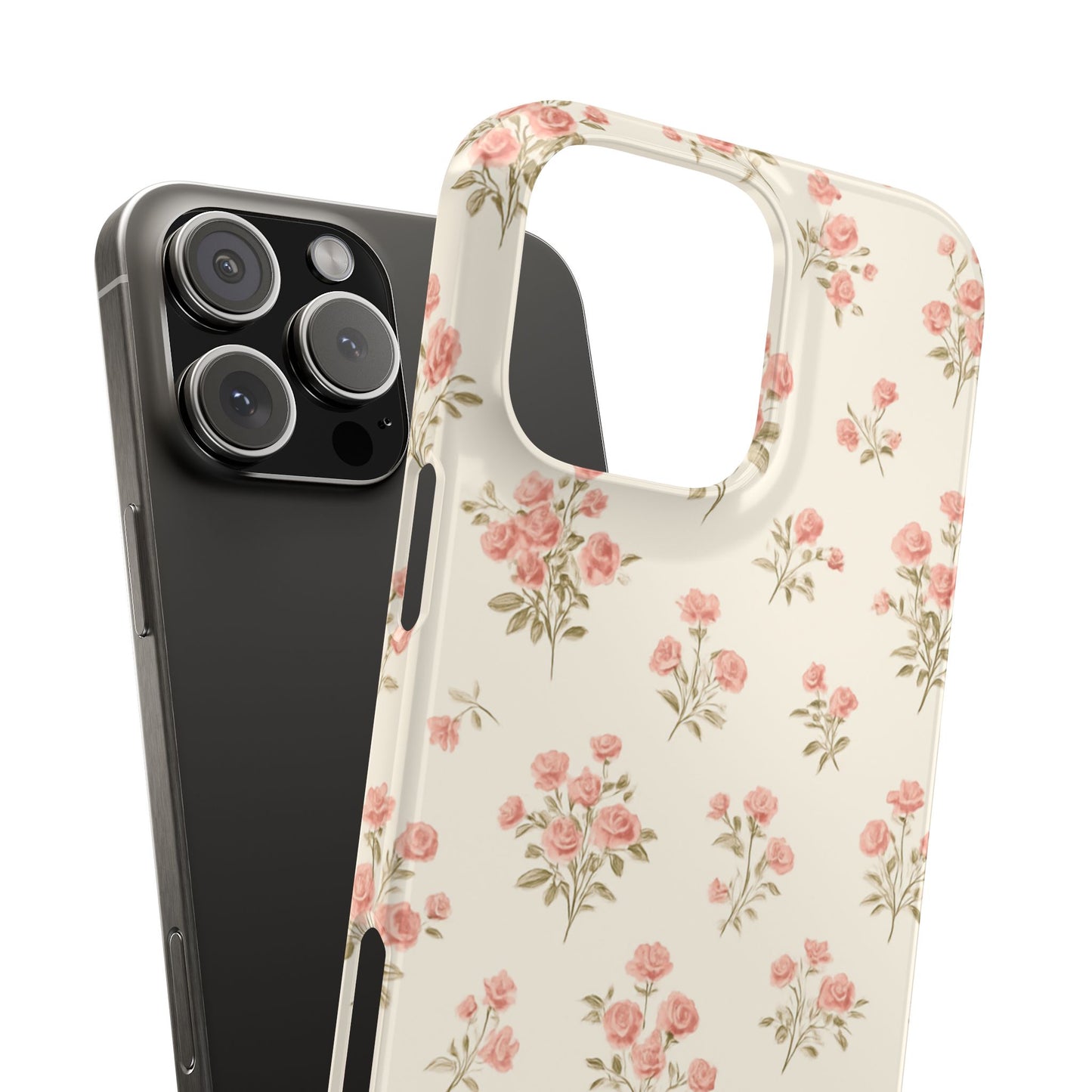 Q Floral Slim Phone Case - Vintage Rose Design for Stylish Protection