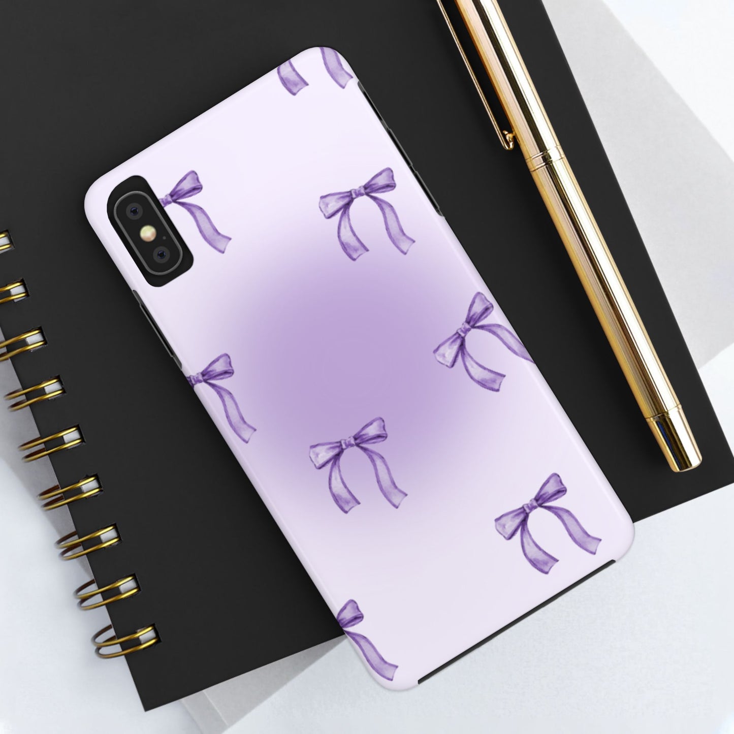 Purple Chic Bow Pattern Phone Case - Stylish Protection for All Occasions