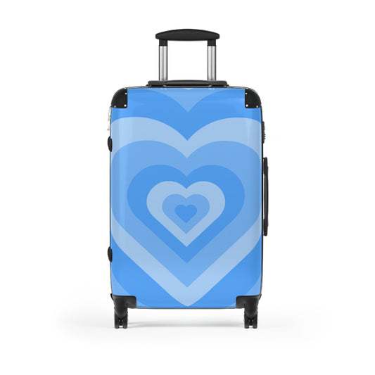 Heart-Patterned Blue Suitcase - Travel Luggage with Blue Hearts, Perfect for Adventures, Gifts for Travelers, Holiday Travel, Fun Getaways