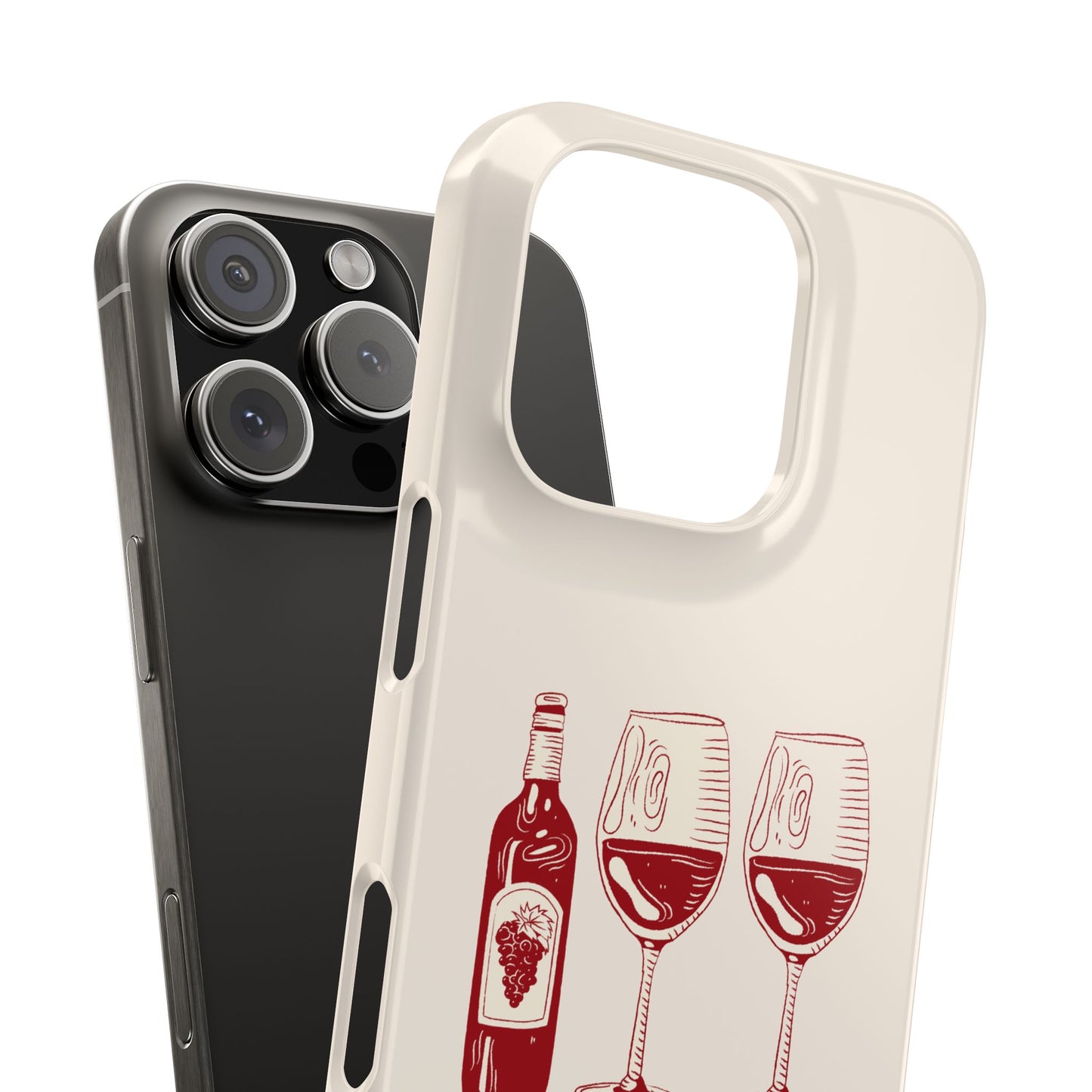 Wine Y2k Illustration Slim Phone Case, Stylish Cell Phone Cover, Gifts for Wine Enthusiasts, Unique Phone Accessory, Vino-Themed Case