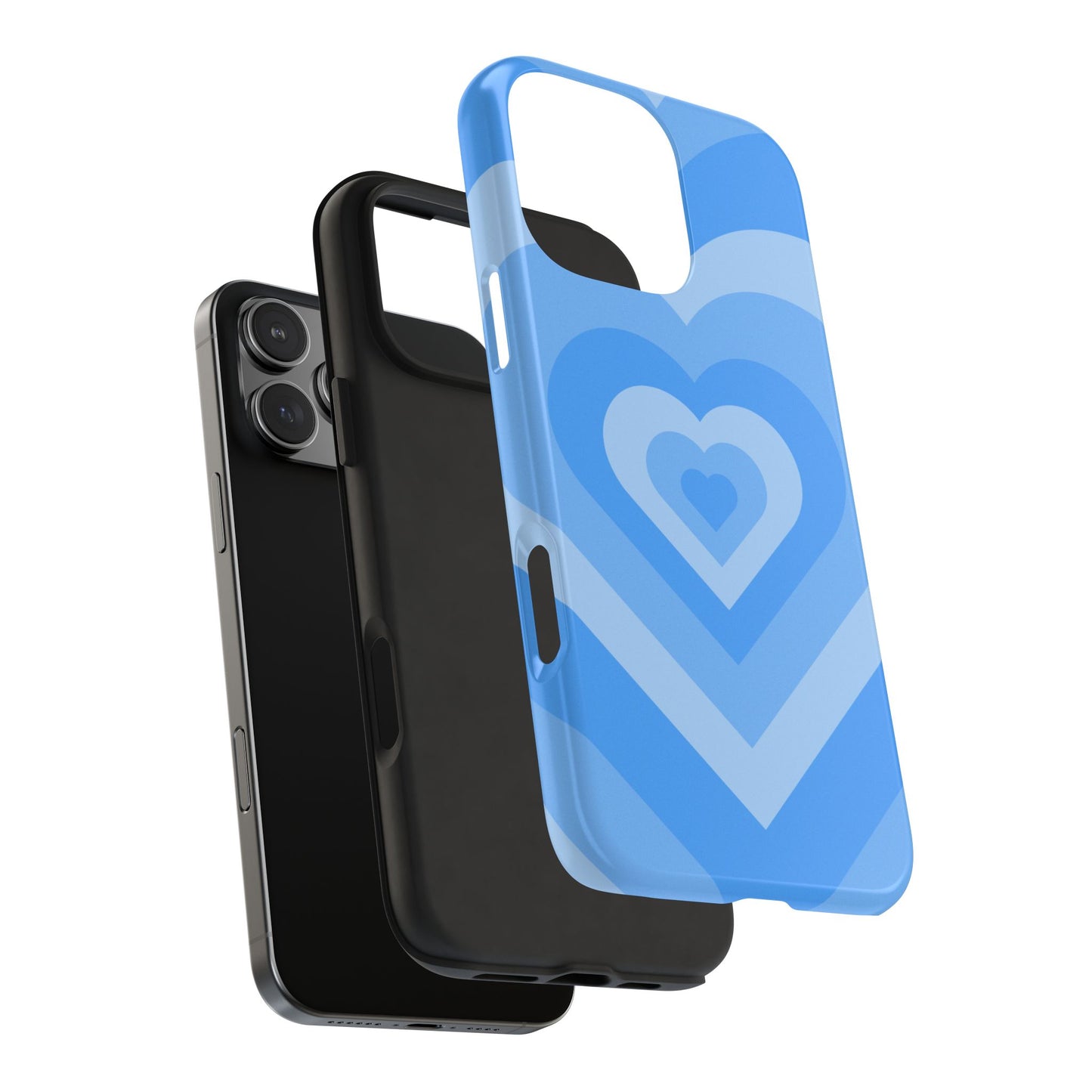 Heart Pattern Blue Tough Phone Cases, Cute Phone Accessories, Durable Cases for Protection, Gift for Her, Valentine's Day
