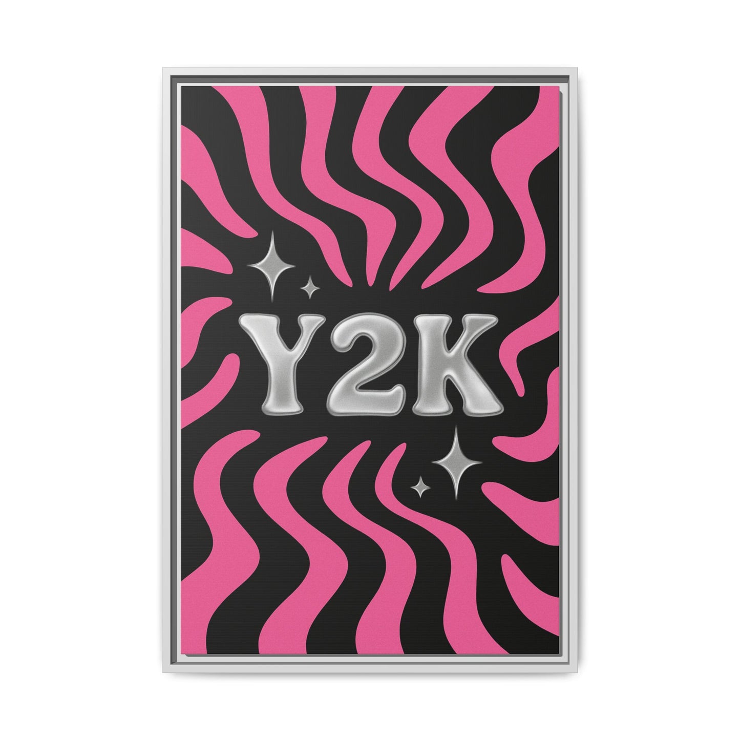 Cute Y2K Framed Canvas Art - Retro Wall Decor in Bold Pink Design
