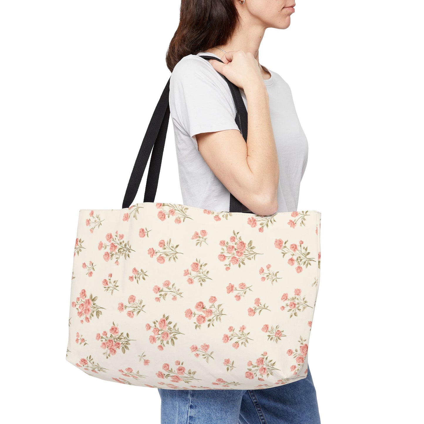 Pretty Botanical Floral Weekender Tote Bag - Perfect for Travel & Beach Days