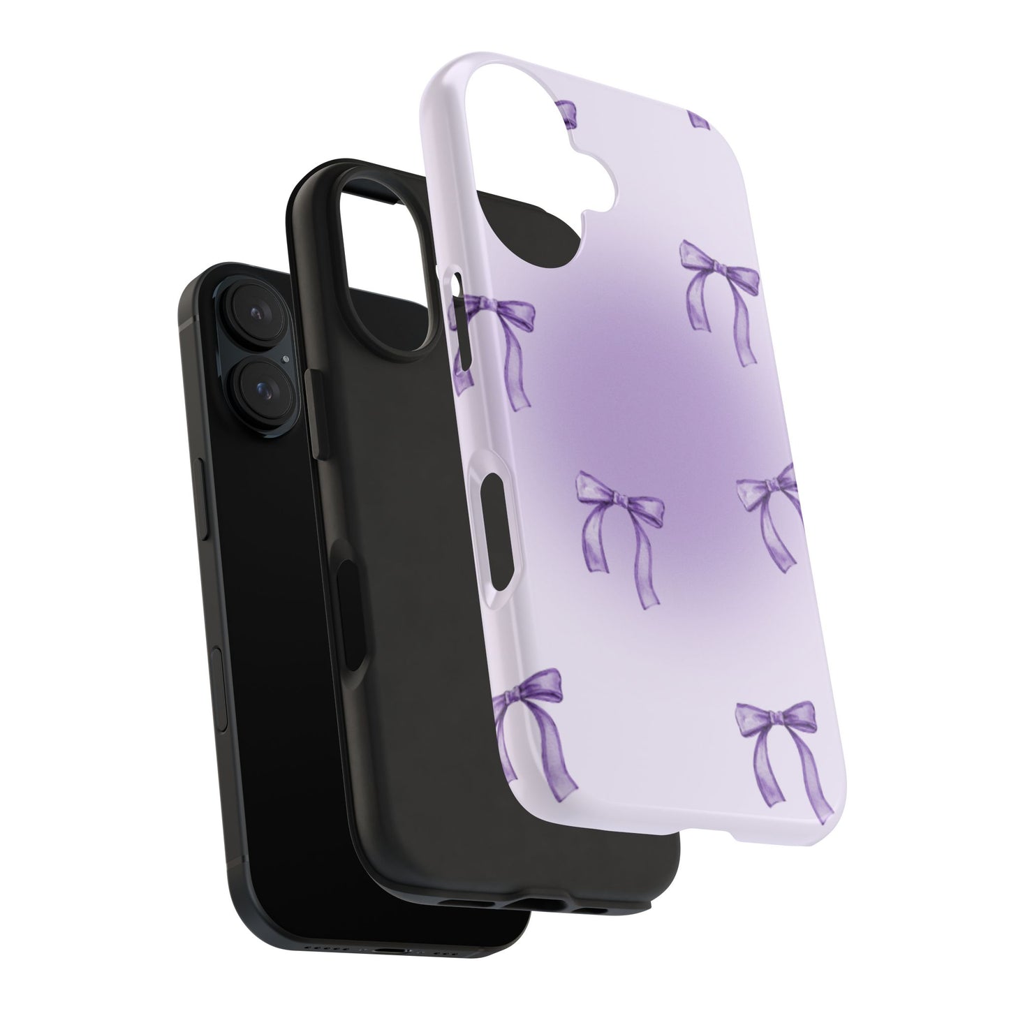 Purple Chic Bow Pattern Phone Case - Stylish Protection for All Occasions