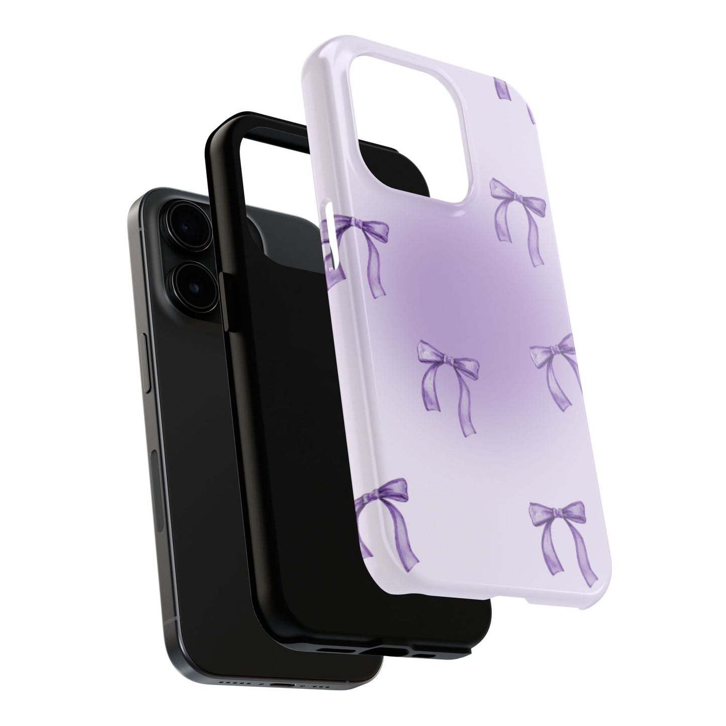 Purple Chic Bow Pattern Phone Case - Stylish Protection for All Occasions