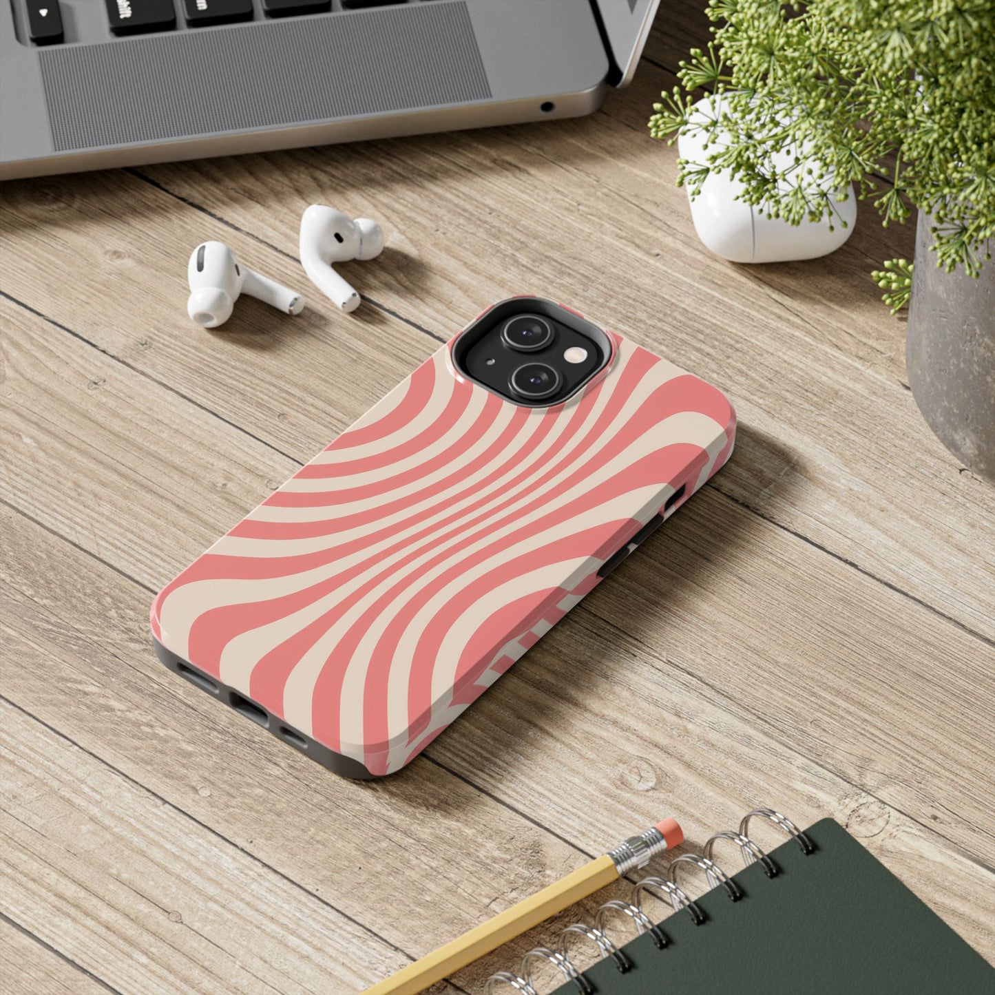 Stylish Waves Phone Case - Trendy Mobile Accessory, Durable Protection, Gift for Teens, Modern Design, Pink Aesthetic