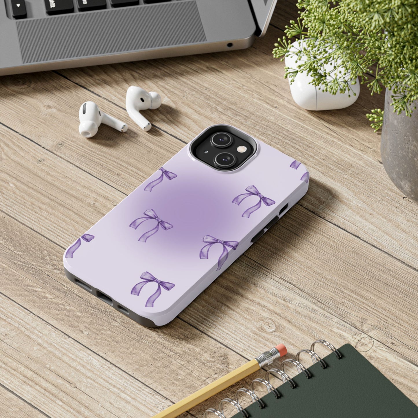 Purple Chic Bow Pattern Phone Case - Stylish Protection for All Occasions