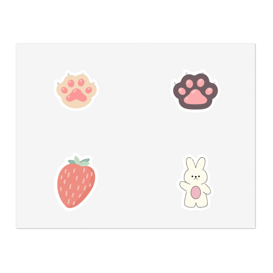Z Fun Cute Animal Sticker Sheets - Adorable Paw Prints and Bunny Designs