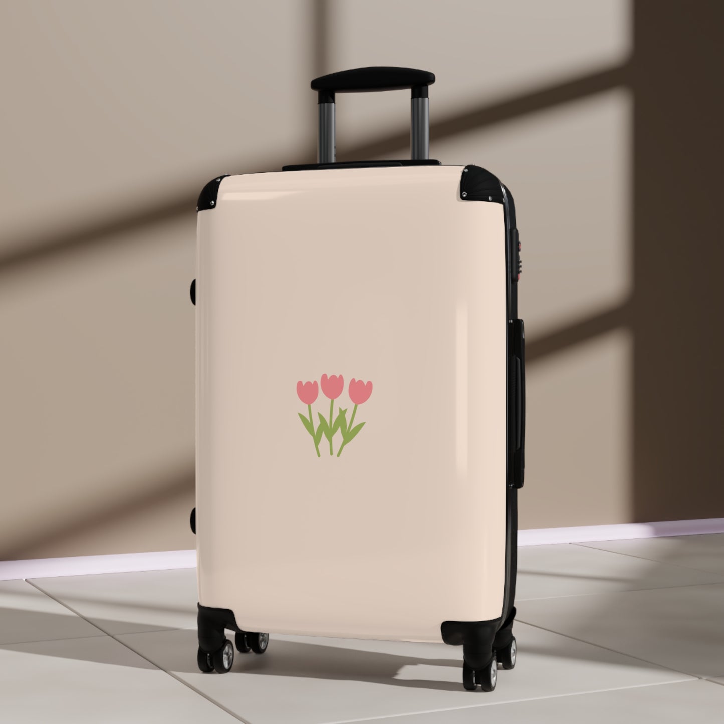 Chic Floral Suitcase with Tulips Design