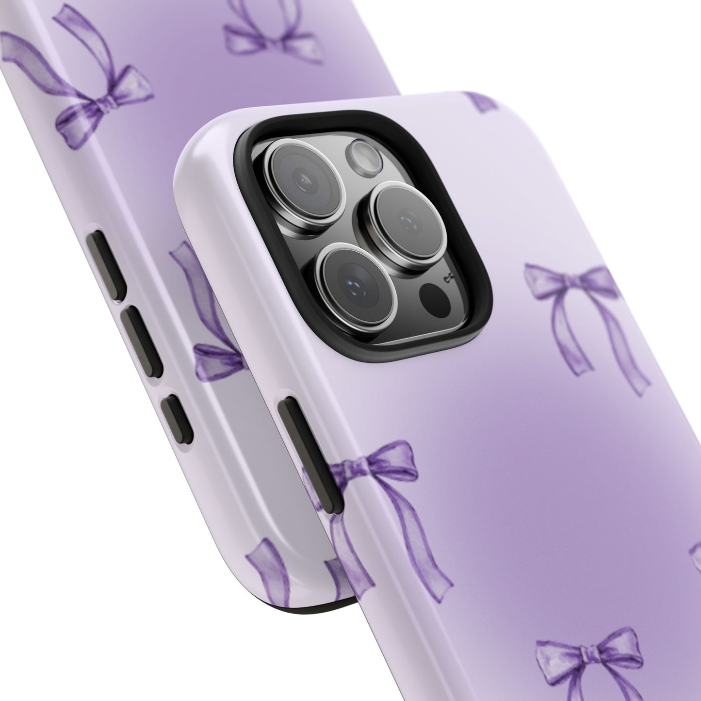 Purple Chic Bow Pattern Phone Case - Stylish Protection for All Occasions