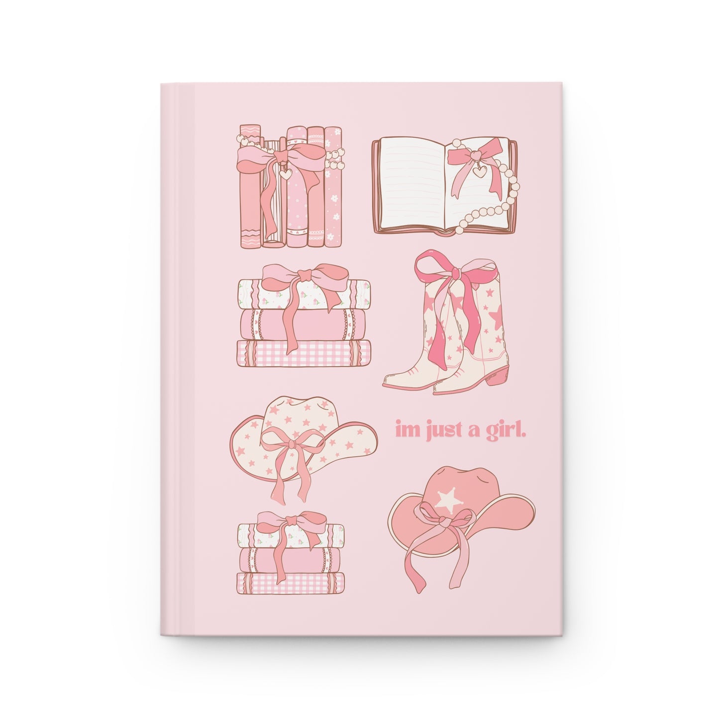Cute Pink Hardcover Journal - 'I'm Just a Girl' Design