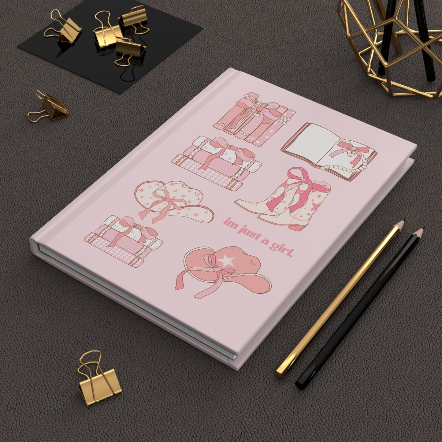 Cute Pink Hardcover Journal - 'I'm Just a Girl' Design