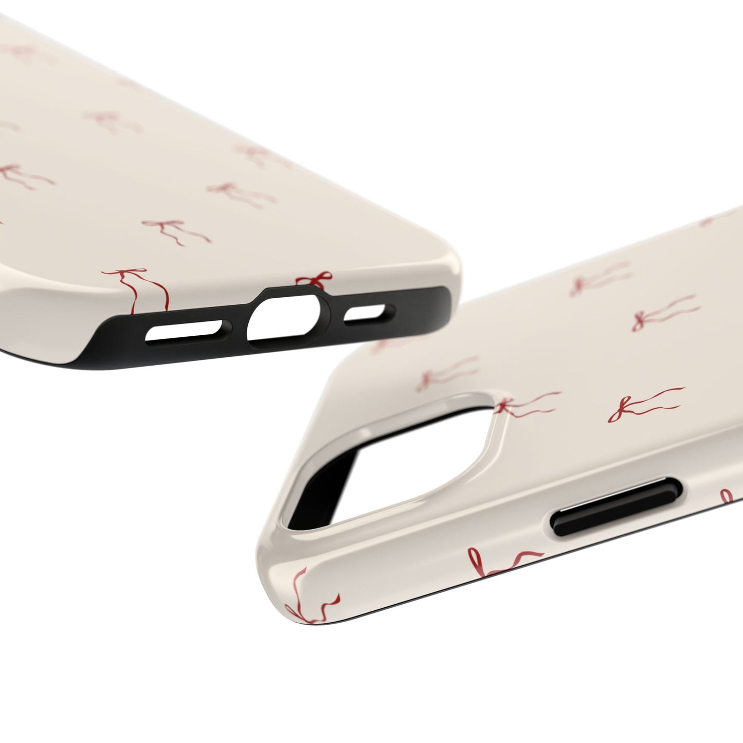 Ribbon Cute Bow Pattern Tough Phone Cases, Bow Phone Cover, Stylish Phone Protectors, Gift for Girls, Trendy Tech Accessories