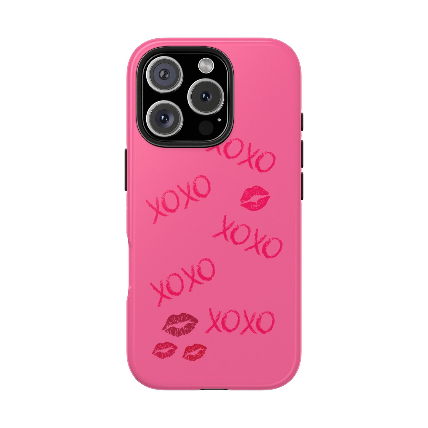XOXO Phone Case, Cute Lipstick Design, Tough Phone Cover, Gifts for Her, Valentines Day Phone Case, Pink Lip Print Case