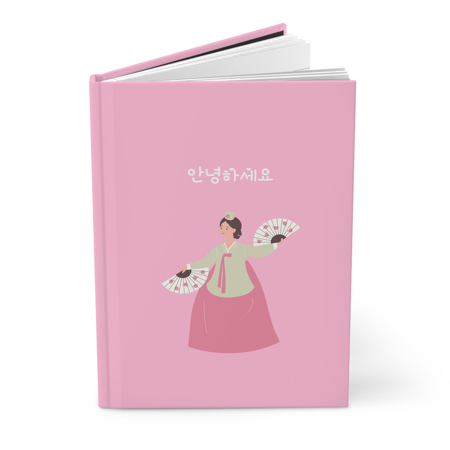 Korean Hanbok Inspired Hardcover Journal - Cute Historical Pink Design with Korean Greeting