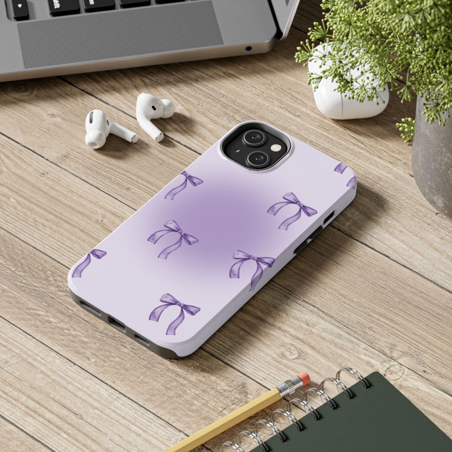 Purple Chic Bow Pattern Phone Case - Stylish Protection for All Occasions
