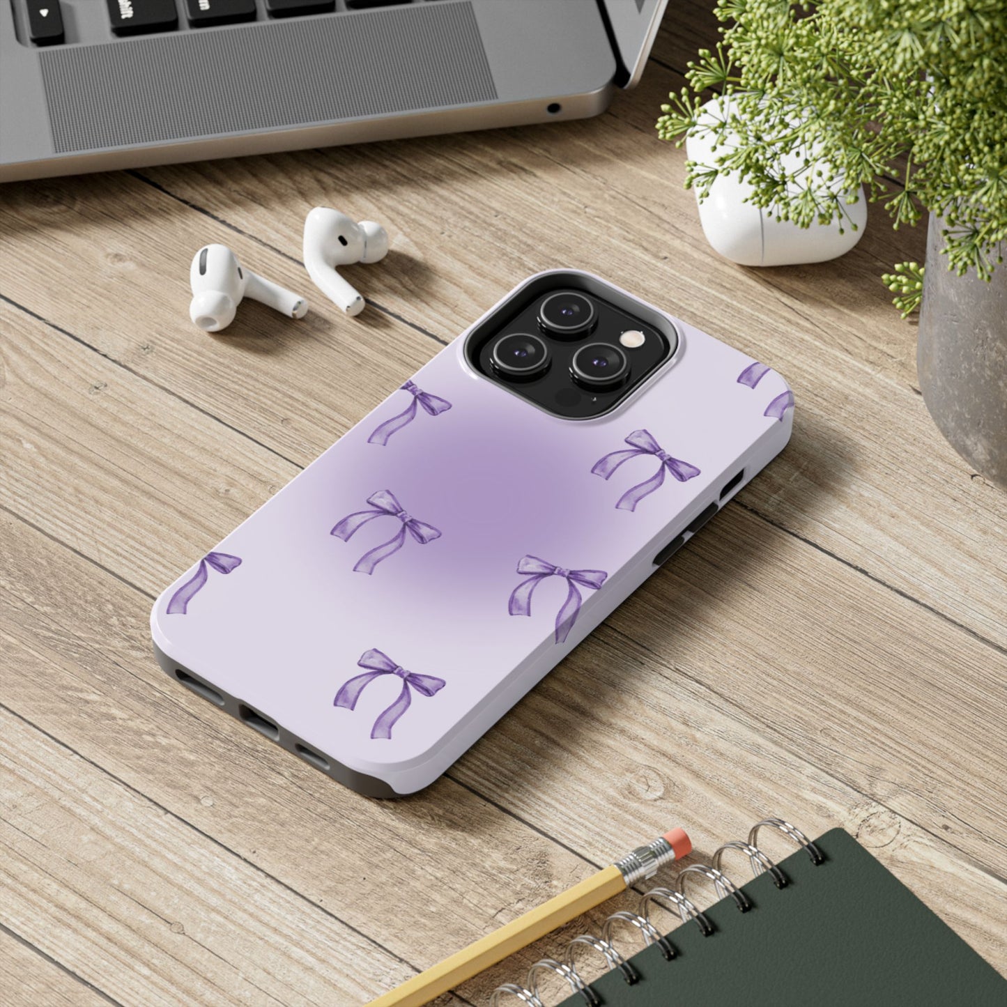 Purple Chic Bow Pattern Phone Case - Stylish Protection for All Occasions