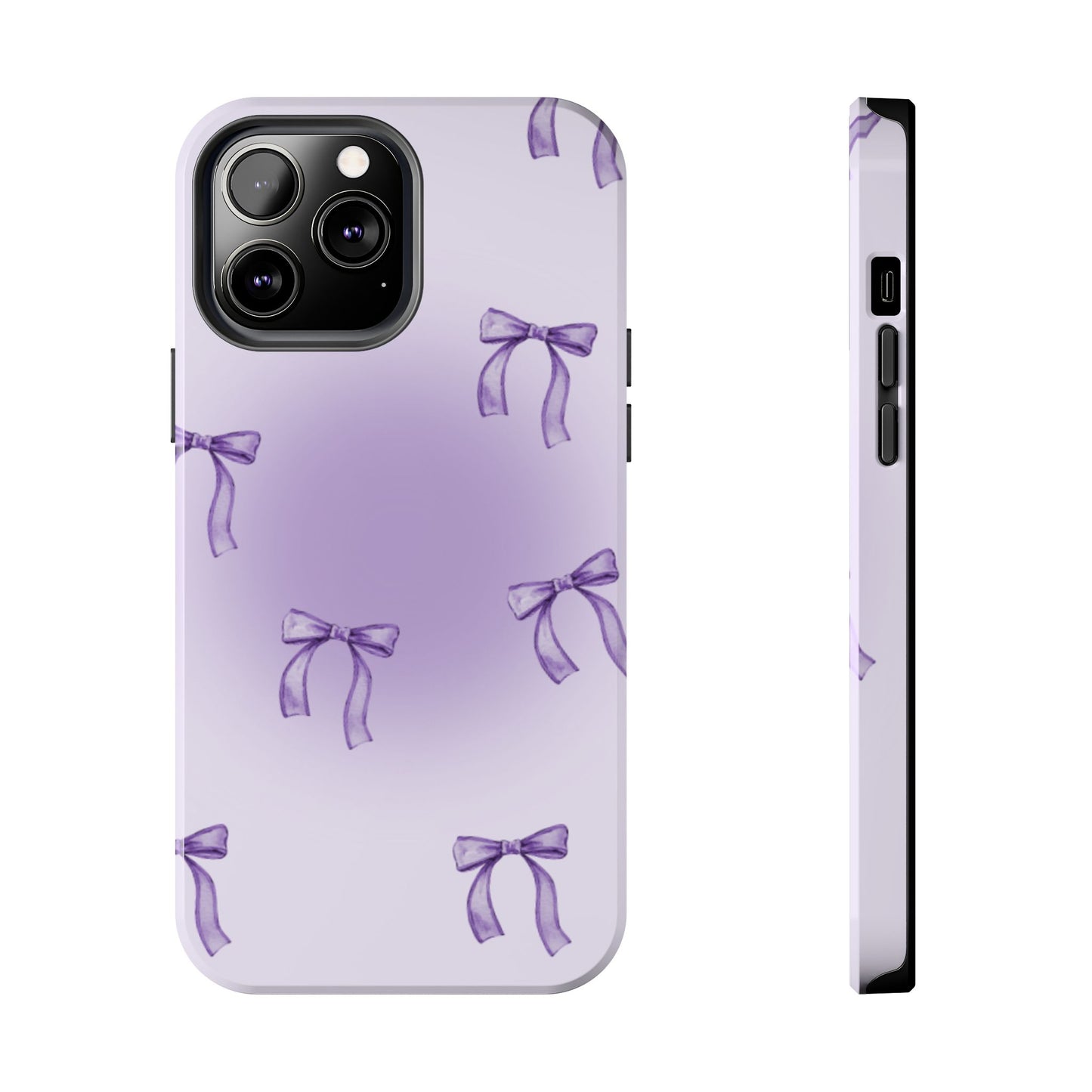Purple Chic Bow Pattern Phone Case - Stylish Protection for All Occasions