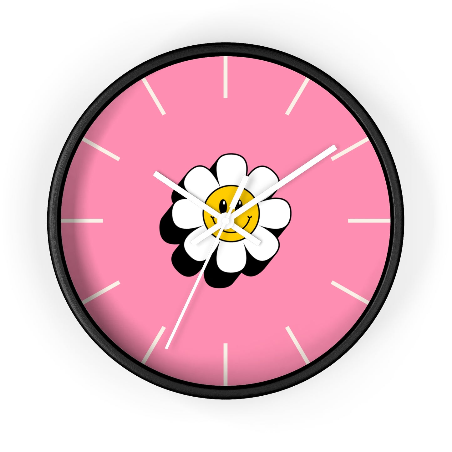 Elegant Cheerful Daisy Wall Clock, Bright Pink Floral Home Decor, Unique Gift for Flower Lovers, Preppy Clock, Happy Accent for Any Room