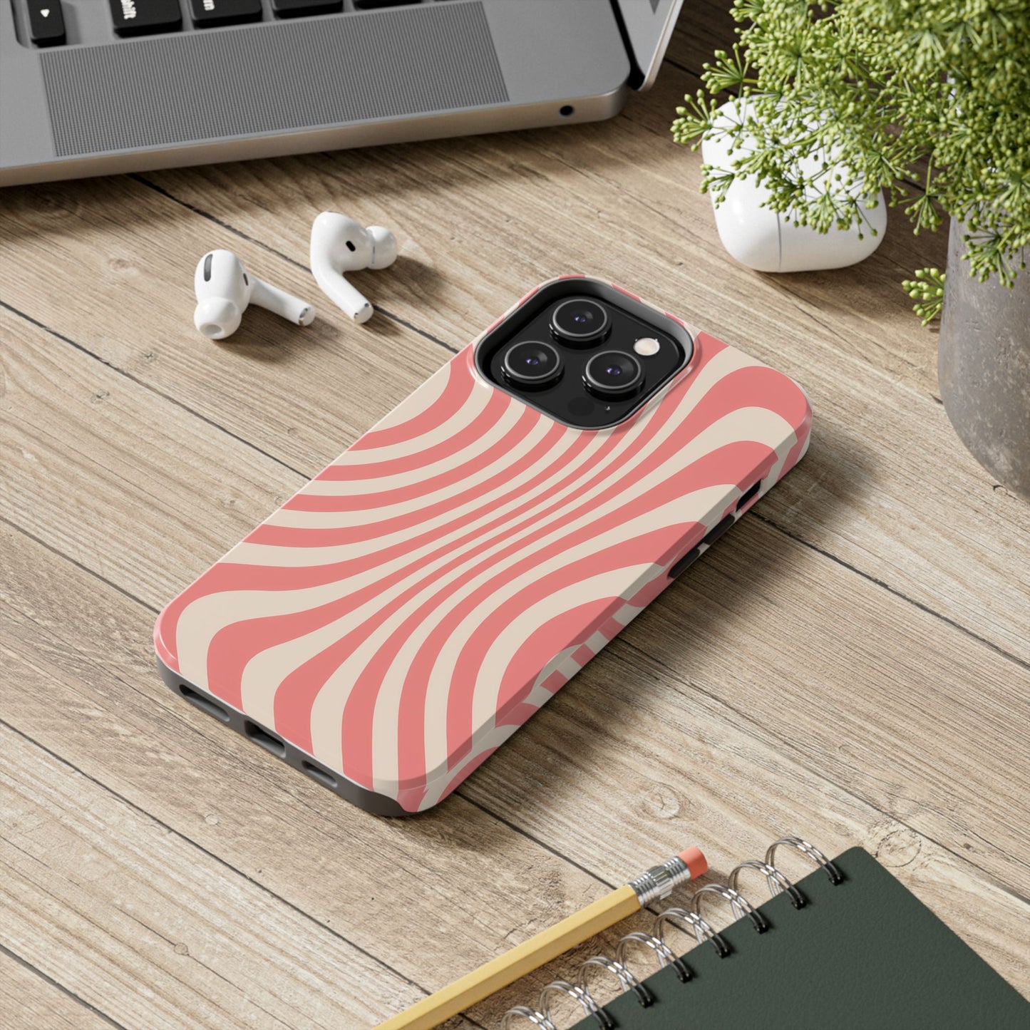 Stylish Waves Phone Case - Trendy Mobile Accessory, Durable Protection, Gift for Teens, Modern Design, Pink Aesthetic