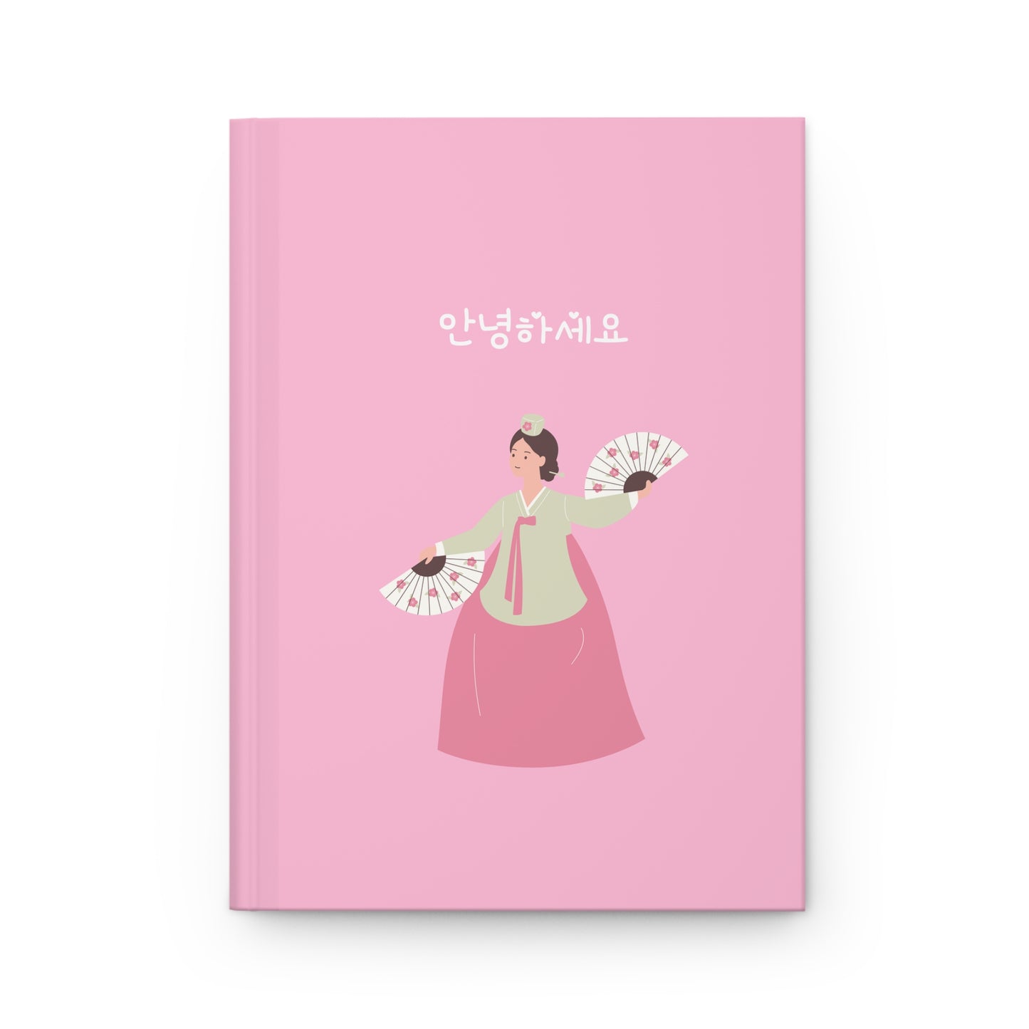 Korean Hanbok Inspired Hardcover Journal - Cute Historical Pink Design with Korean Greeting