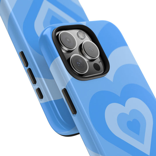 Heart Pattern Blue Tough Phone Cases, Cute Phone Accessories, Durable Cases for Protection, Gift for Her, Valentine's Day