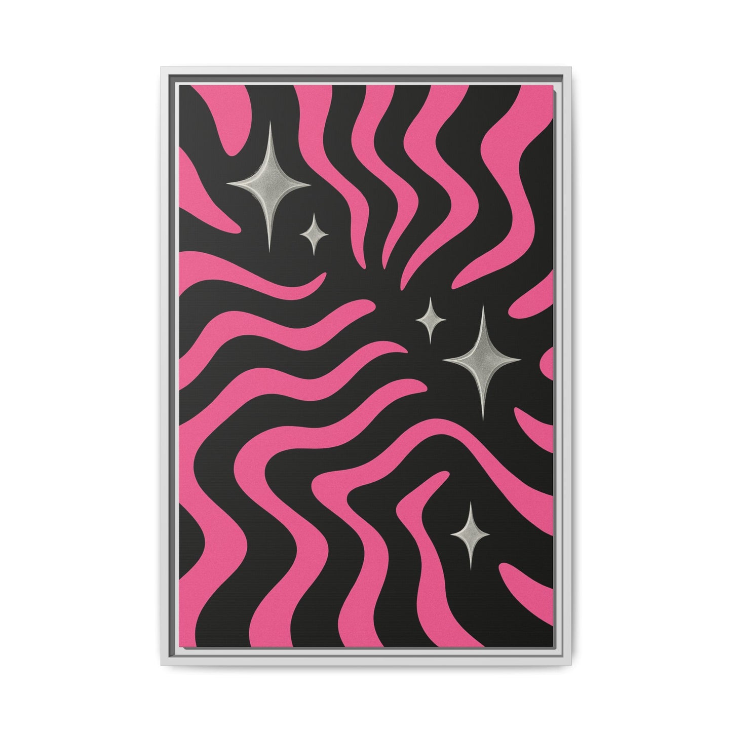 Cute Y2K Aesthetic Simple Framed Canvas Art - Retro Wall Decor in Bold Pink Design