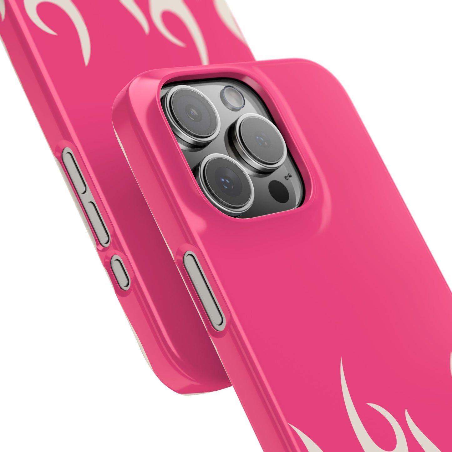 Durable Stylish Slim Phone Case with Flame Design, Hot Pink Phone Cover, Trendy Smartphone Accessory, Unique Gift Idea for Her, Festival Must-Have