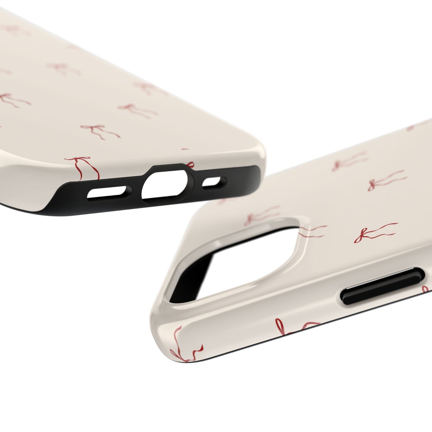 Ribbon Cute Bow Pattern Tough Phone Cases, Bow Phone Cover, Stylish Phone Protectors, Gift for Girls, Trendy Tech Accessories