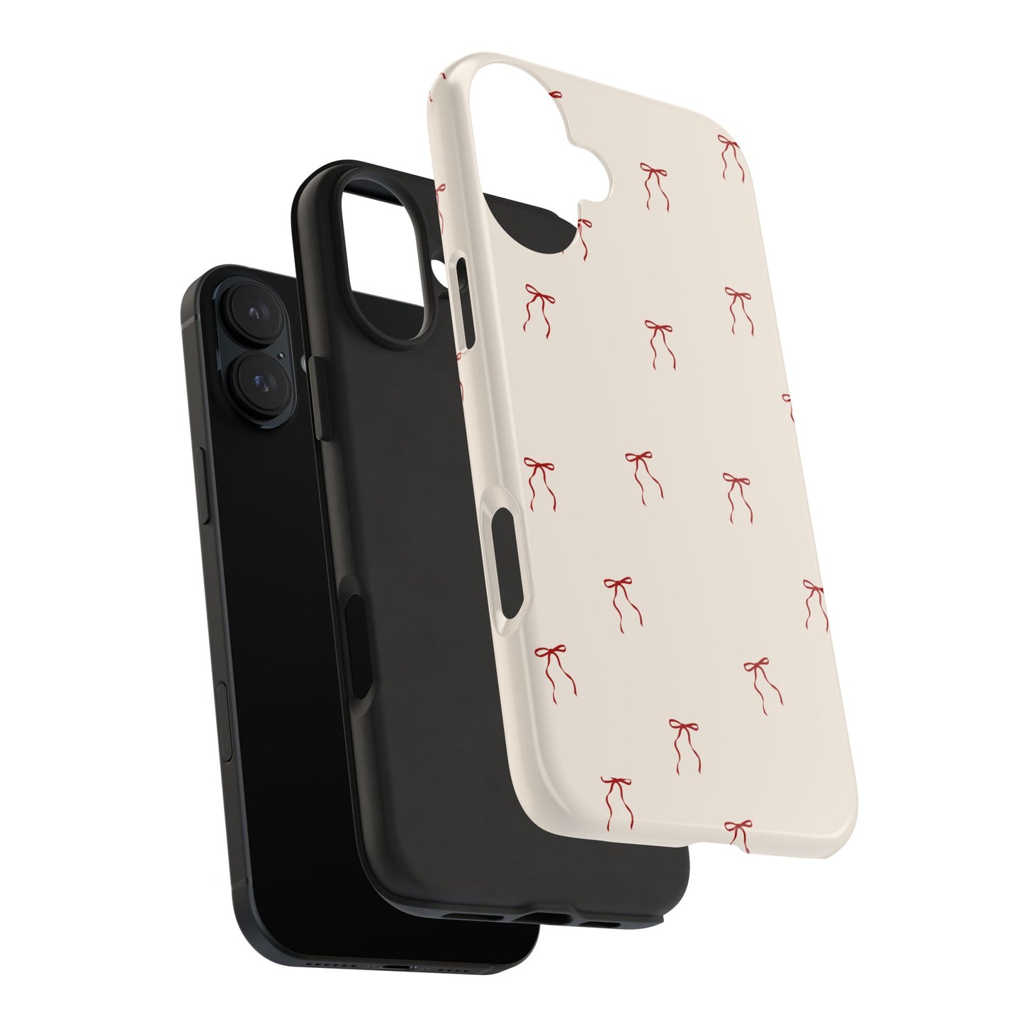 Ribbon Cute Bow Pattern Tough Phone Cases, Bow Phone Cover, Stylish Phone Protectors, Gift for Girls, Trendy Tech Accessories