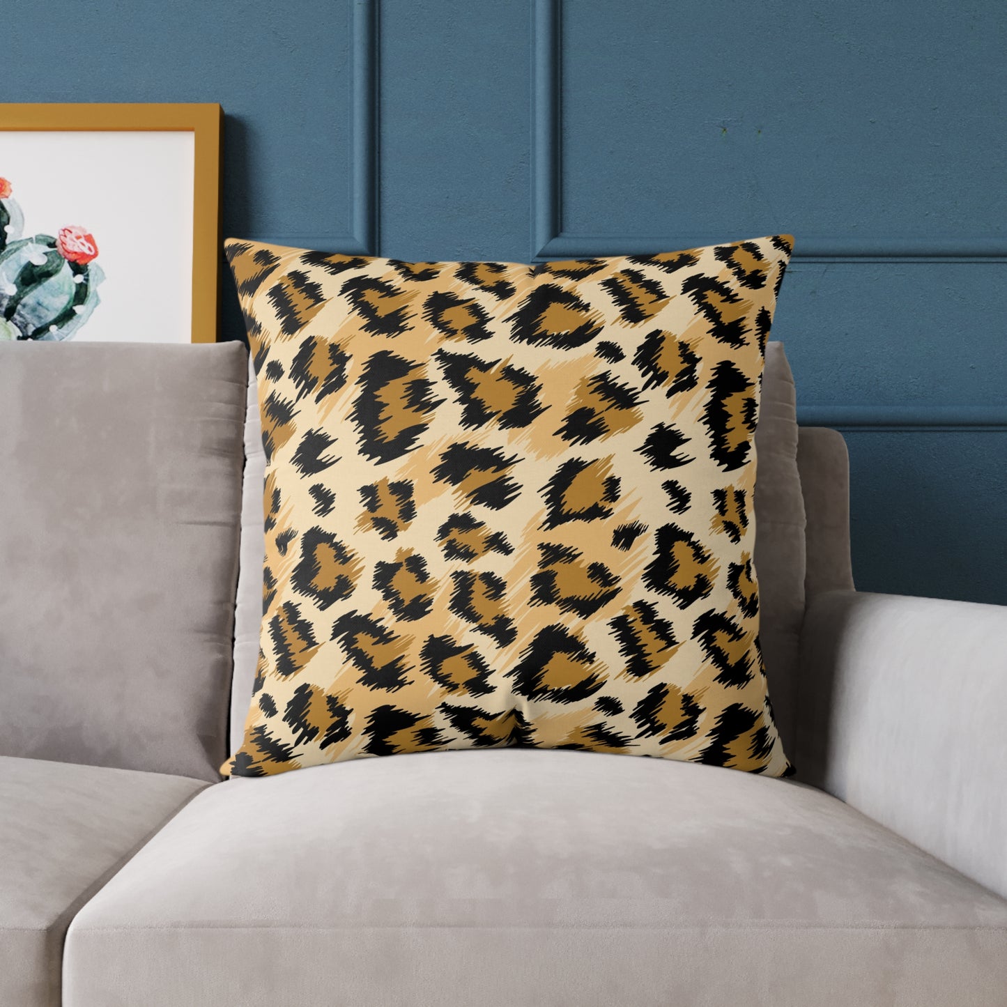 Leopard Print Y2k Square Canvas Pillow, Decorative Cushion, Living Room Decor, Animal Print Throw Pillow, Home Gift for Cat Lovers