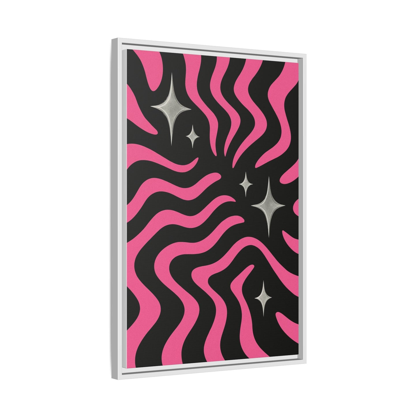 Cute Y2K Aesthetic Simple Framed Canvas Art - Retro Wall Decor in Bold Pink Design