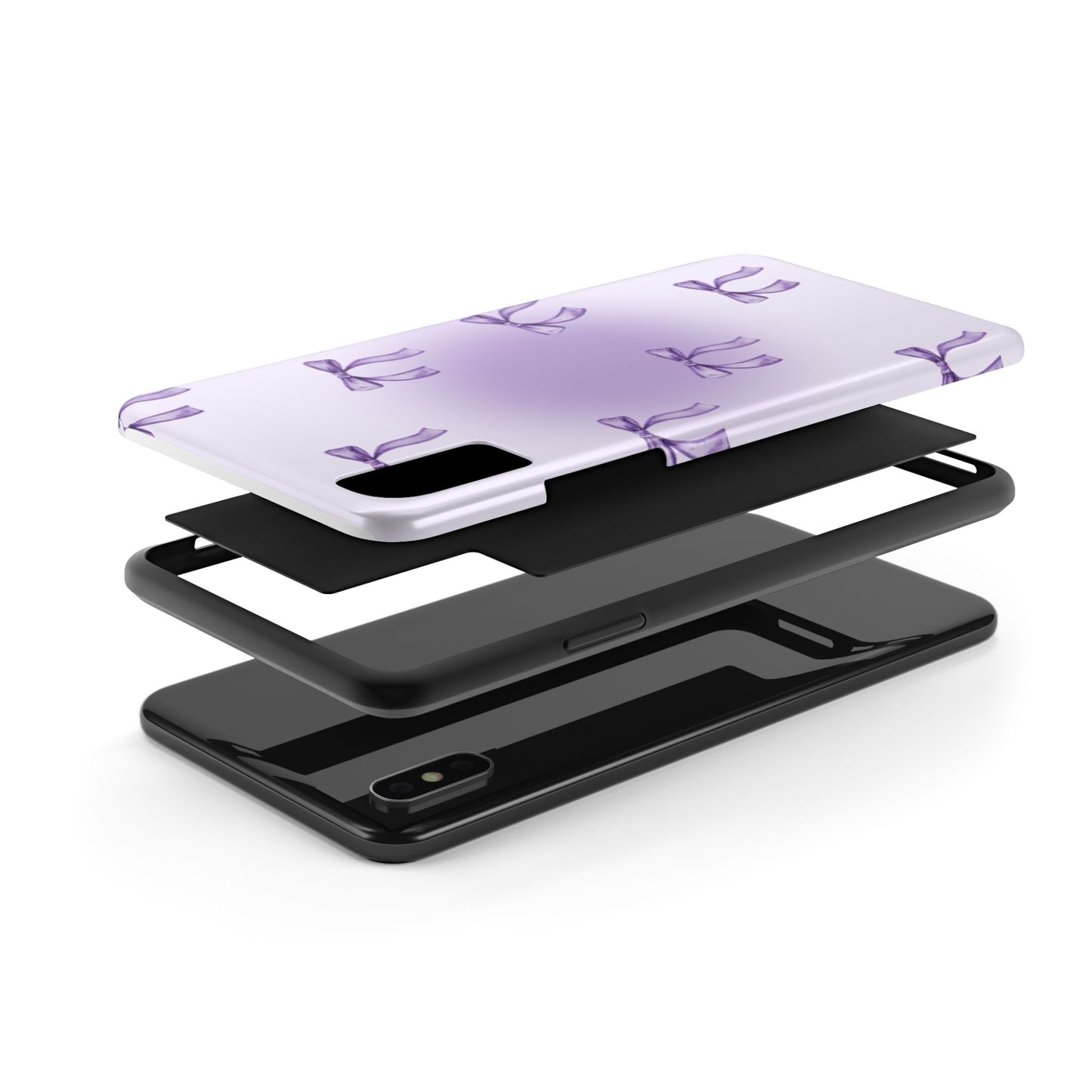 Purple Chic Bow Pattern Phone Case - Stylish Protection for All Occasions