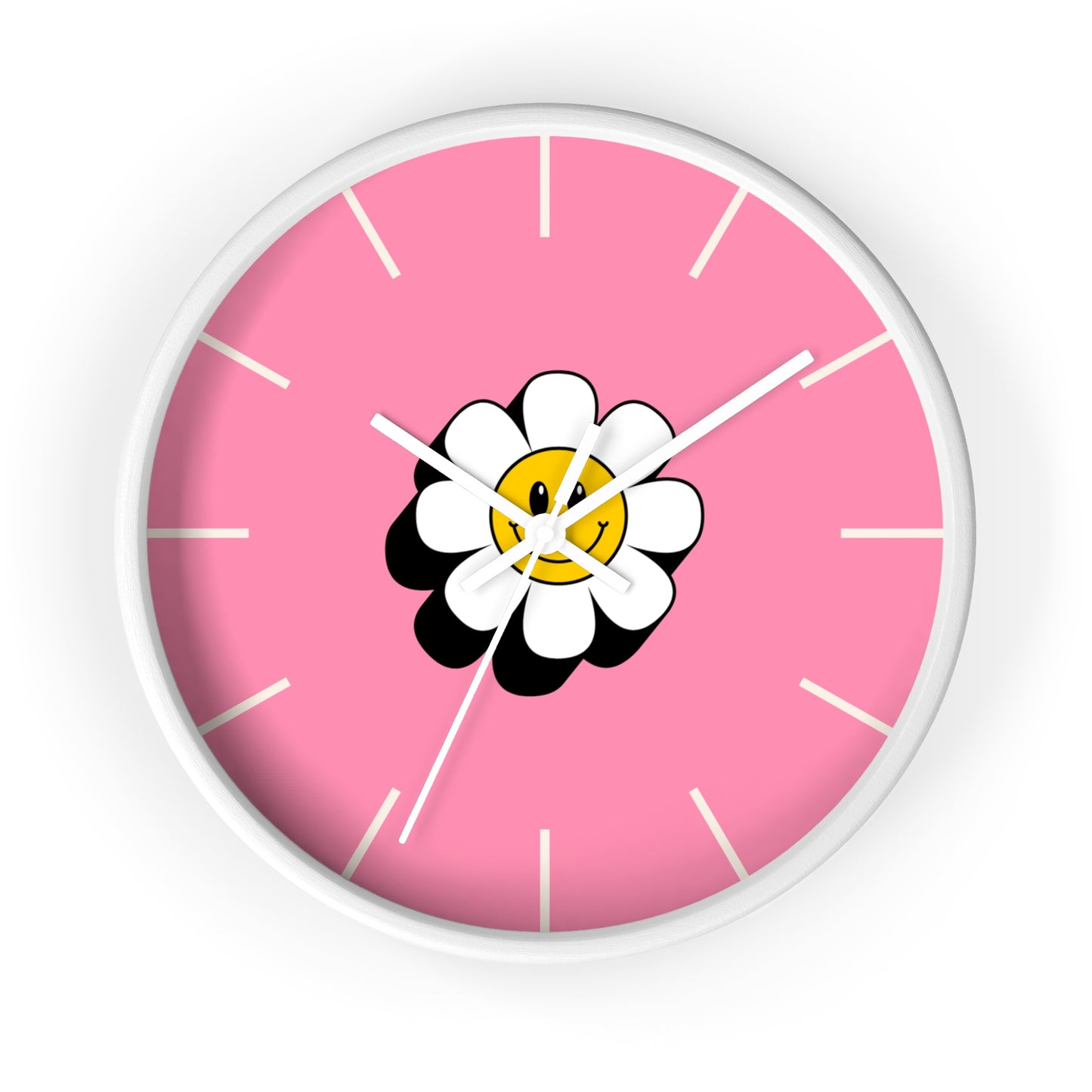Elegant Cheerful Daisy Wall Clock, Bright Pink Floral Home Decor, Unique Gift for Flower Lovers, Preppy Clock, Happy Accent for Any Room