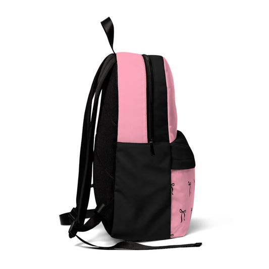 I Fun Chic Pink Bow Pattern Unisex Classic Backpack - Stylish & Functional Everyday Carry