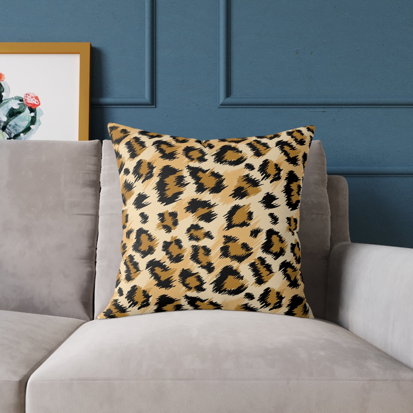 Leopard Print Y2k Square Canvas Pillow, Decorative Cushion, Living Room Decor, Animal Print Throw Pillow, Home Gift for Cat Lovers