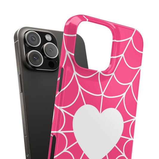 Charming Spiderweb Heart Phone Case | Cute Slim Cases for Girls, Valentines, Gifts, Stylish Accessories, Fun Decor