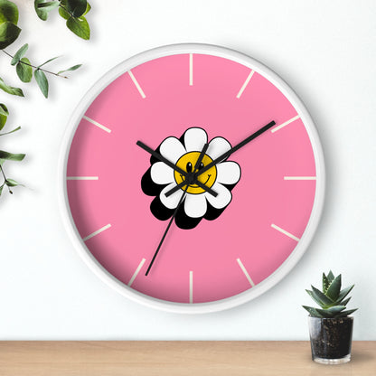 Elegant Cheerful Daisy Wall Clock, Bright Pink Floral Home Decor, Unique Gift for Flower Lovers, Preppy Clock, Happy Accent for Any Room