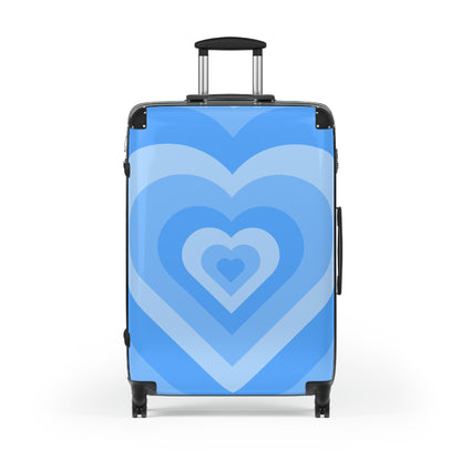 Heart-Patterned Blue Suitcase - Travel Luggage with Blue Hearts, Perfect for Adventures, Gifts for Travelers, Holiday Travel, Fun Getaways