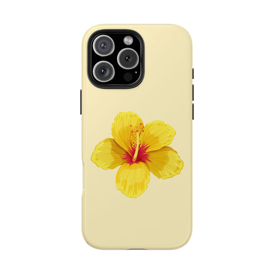 Matching Tropical Floral Phone Case - Tough and Stylish, Yellow Hibiscus Flower Design, Cute Gift for Her, Spring Fashion, Summer Vibes
