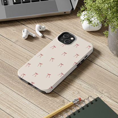 Ribbon Cute Bow Pattern Tough Phone Cases, Bow Phone Cover, Stylish Phone Protectors, Gift for Girls, Trendy Tech Accessories