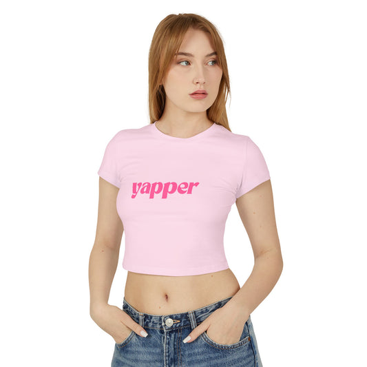 Trendy Women's Baby Tee, Yapper Graphic Crop Top, Casual Everyday Wear, Perfect for Parties, Birthday Gift, Summer Style