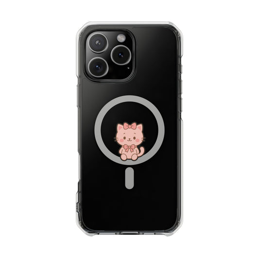 Pretty Cute Cat Magnetic Clear Phone Case - Clear Impact Protection