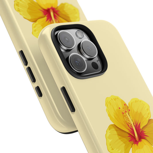 Matching Tropical Floral Phone Case - Tough and Stylish, Yellow Hibiscus Flower Design, Cute Gift for Her, Spring Fashion, Summer Vibes